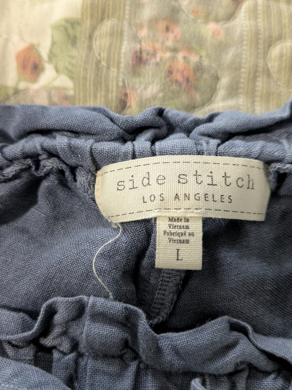 Side Stitch Los Angeles Blue Linen Blend Top